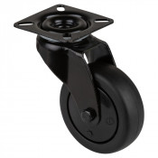 Roulette Appareil Pivotante Thermoplastique caoutchouc noir Ø75mm 75kg Platine