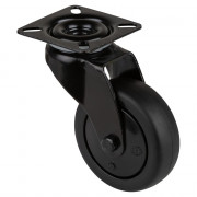 Roulette Appareil Pivotante Thermoplastique caoutchouc noir Ø75mm 75kg Platine