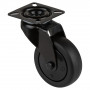 Roulette Appareil Pivotante Thermoplastique caoutchouc noir Ø75mm 75kg Platine