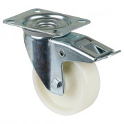 Roulette Manutention Avec blocage directionnel Plastique - Ø100mm 125kg - Fix. Platine
