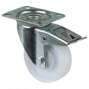 Roulette Manutention Avec blocage directionnel Plastique - Ø100mm 160kg - Fix. Platine