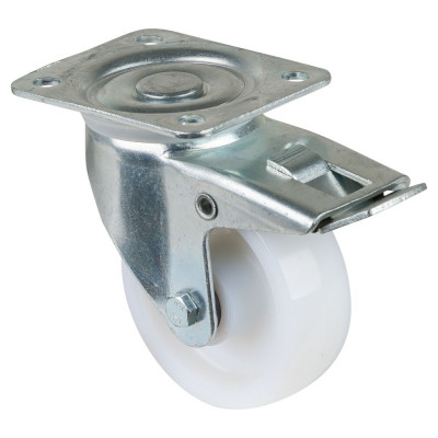 Roulette Manutention Avec blocage directionnel Plastique - Ø100mm 350kg - Fix. Platine