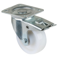 Roulette Manutention Avec blocage directionnel Plastique - Ø100mm 350kg - Fix. Platine