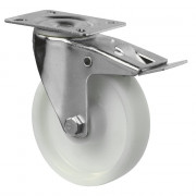 Roulette Manutention Avec blocage directionnel Plastique - Ø125mm 250kg - Fix. Platine
