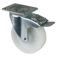 Roulette Manutention Avec blocage directionnel Plastique - Ø125mm 300kg - Fix. Platine