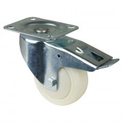Roulette Manutention Avec blocage directionnel Plastique - Ø125mm 300kg - Fix. Platine