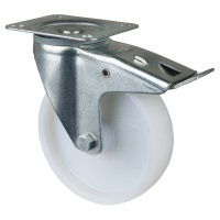 Roulette Manutention Avec blocage directionnel Plastique - Ø175mm 300kg - Fix. Platine