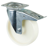 Roulette Manutention Avec blocage directionnel Plastique - Ø200mm 300kg - Fix. Platine