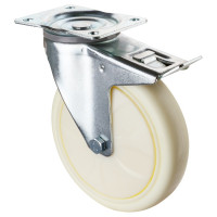 Roulette Manutention Avec blocage directionnel Plastique - Ø200mm 500kg - Fix. Platine