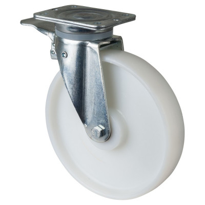 Roulette Manutention Avec blocage directionnel Plastique - Ø250mm 600kg - Fix. Platine