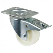 Roulette Manutention Avec blocage directionnel Plastique - Ø80mm 125kg - Fix. Platine