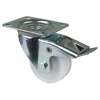 Roulette Manutention Avec blocage directionnel Plastique - Ø80mm 155kg - Fix. Platine