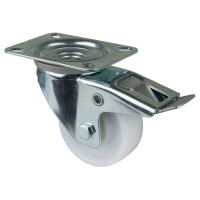 Roulette Manutention Avec blocage directionnel Plastique - Ø80mm 155kg - Fix. Platine