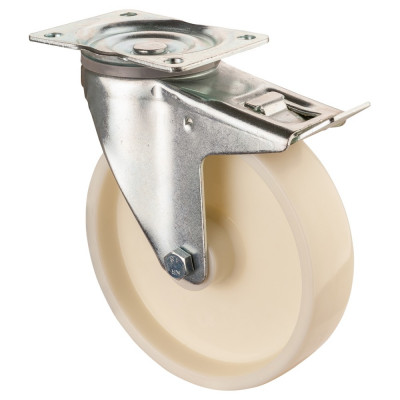 Roulette Manutention Avec blocage directionnel Plastique blanc - Ø200mm 450kg - Platine