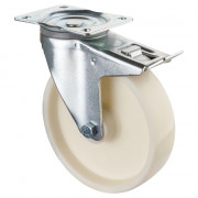 Roulette Manutention Avec blocage directionnel Plastique blanc - Ø200mm 500kg - Platine
