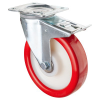Roulette Manutention Avec blocage directionnel Polyuréthane rouge - Ø200mm 500kg - Platine Roulette Manutention Avec blocage directionnel Polyuréthane rouge - Ø200mm 500kg - Platine