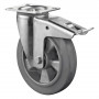 Roulette Manutention Avec blocage total Caoutchouc élastique gris - Ø125mm 150kg - Platine