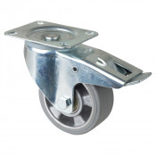 Roulette Manutention Avec blocage total Caoutchouc élastique gris - Ø125mm 220kg - Platine