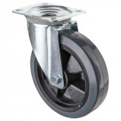 Roulette Manutention Avec blocage total Caoutchouc élastique gris - Ø200mm 300kg - Platine