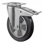 Roulette Manutention Avec blocage total Caoutchouc élastique noir - Ø125mm 200kg - Platine