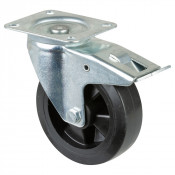 Roulette Manutention Avec blocage total Caoutchouc élastique noir - Ø160mm 300kg - Platine