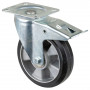 Roulette Manutention Avec blocage total Caoutchouc élastique noir - Ø180mm 300kg - Platine