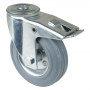 Roulette Manutention Avec blocage total Caoutchouc gris - Ø125mm 100kg - Fix. Trou central