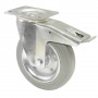 Roulette Manutention Avec blocage total Caoutchouc gris - Ø200mm 205kg - Fix. Platine