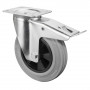 Roulette Manutention Avec blocage total Caoutchouc gris - Ø200mm 205kg - Fix. Platine