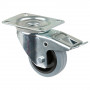 Roulette Manutention Avec blocage total Caoutchouc gris - Ø80mm 50kg - Fix. Platine