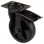 Roulette Manutention Avec blocage total Caoutchouc noir - Ø125mm 120kg - Fix. Platine