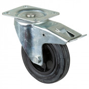 Roulette Manutention Avec blocage total Caoutchouc noir - Ø160mm 135kg - Fix. Platine