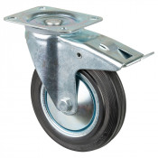 Roulette Manutention Avec blocage total Caoutchouc noir - Ø180mm 170kg - Fix. Platine