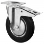Roulette Manutention Avec blocage total Caoutchouc noir - Ø200mm 205kg - Fix. Platine
