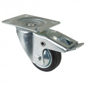 Roulette Manutention Avec blocage total Caoutchouc noir - Ø80mm 50kg - Fix. Platine