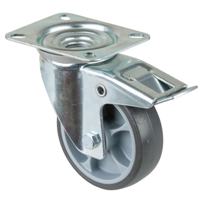 Roulette Manutention Avec blocage total Caoutchouc thermoplastique - Ø100mm 110kg