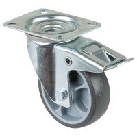 Roulette Manutention Avec blocage total Caoutchouc thermoplastique - Ø100mm 110kg