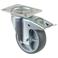 Roulette Manutention Avec blocage total Caoutchouc thermoplastique - Ø100mm 110kg