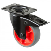 Roulette Manutention Avec blocage total Caoutchouc thermoplastique - Ø100mm 110kg