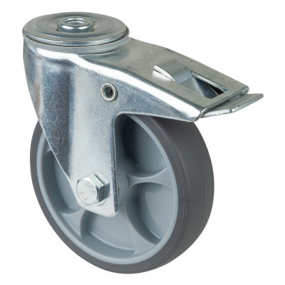 Roulette Manutention Avec blocage total Caoutchouc thermoplastique - Ø125mm 120kg