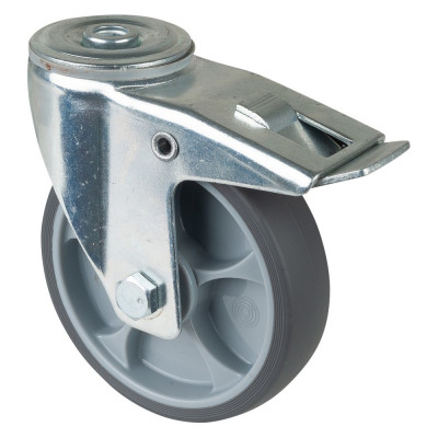 Roulette Manutention Avec blocage total Caoutchouc thermoplastique - Ø125mm 120kg