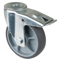 Roulette Manutention Avec blocage total Caoutchouc thermoplastique - Ø125mm 120kg Roulette Manutention Avec blocage total Caoutchouc thermoplastique - Ø125mm 120kg
