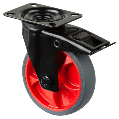 Roulette Manutention Avec blocage total Caoutchouc thermoplastique - Ø125mm 120kg