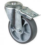 Roulette Manutention Avec blocage total Caoutchouc thermoplastique - Ø160mm 200kg