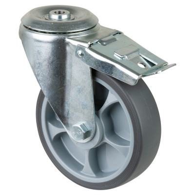 Roulette Manutention Avec blocage total Caoutchouc thermoplastique - Ø160mm 200kg