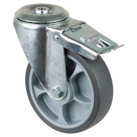 Roulette Manutention Avec blocage total Caoutchouc thermoplastique - Ø160mm 200kg