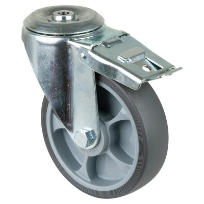 Roulette Manutention Avec blocage total Caoutchouc thermoplastique - Ø160mm 200kg