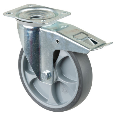 Roulette Manutention Avec blocage total Caoutchouc thermoplastique - Ø200mm 220kg