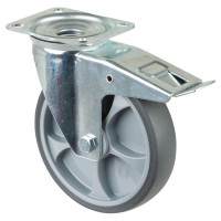 Roulette Manutention Avec blocage total Caoutchouc thermoplastique - Ø200mm 220kg