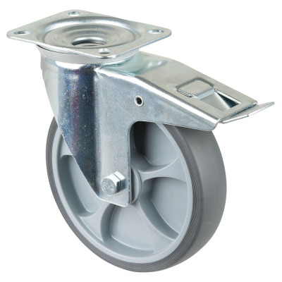 Roulette Manutention Avec blocage total Caoutchouc thermoplastique - Ø200mm 220kg
